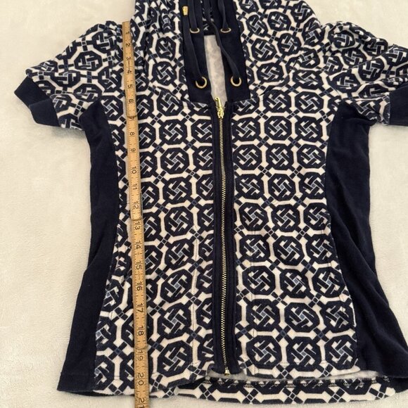 Vintage Juicy Couture French Terry Short Sleeve Hoodie Women Small Y2K Geometric - Picture 5 of 11